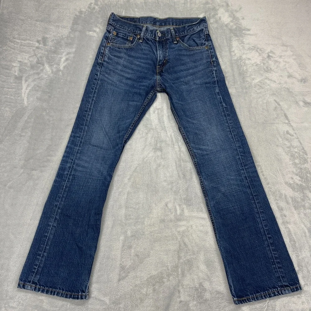 Levi's Jeans Mens 30x30 Blue Denim 527 Whiskered Faded Slim Bootcut Americana